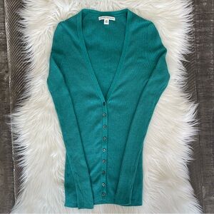 Banana Republic Green Ribbed Cashmere Blend Long Sleeve Cardigan Size XS
